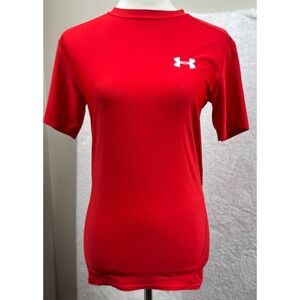 Under Armour Women Compression HeatGear‎ Athletic T-Shirt Red Large Sporty
